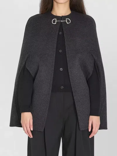 GUCCI LONG CAPE WOOL SILK REVERSIBLE BUCKLE