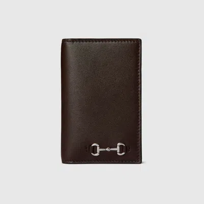 Gucci Long Card Case With Horsebit In Brown