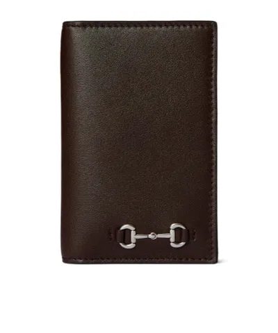 Gucci Cocoa Long Cardholder With Horsebit In Brown