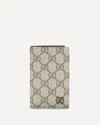 Gucci Beige Card Holder With All-over Gg Motif And Logo On The Front In Fabric Man In Brown