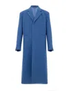 Gucci Mens Avio Blue Single-breasted Welt-pockets Regular-fit Wool Coat In Blue