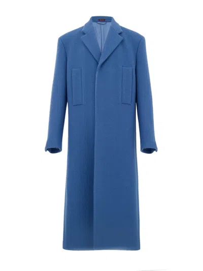 Gucci Long Coat In Blue Avio