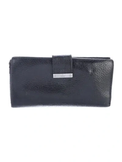 Pre-owned Gucci Long French Purse Leather French Purse In Black