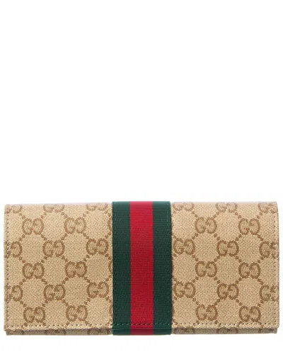 Gucci Long Gg Canvas & Leather Continental Wallet In Multi