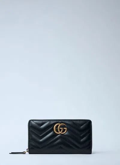 Gucci Long Gg Marmont Wallet In Black