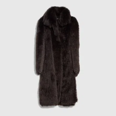 Gucci Long Hair Shearling Coat In Brown