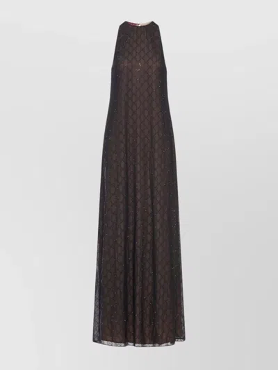 Gucci Long Silk Dress Featuring Keyhole Back In Brown