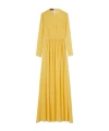 Gucci Long Silk Georgette Dress In Yellow