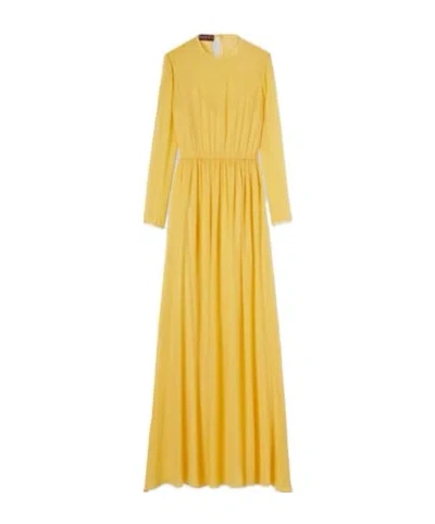Gucci Long Silk Georgette Dress In Yellow