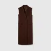Gucci Long Silk Wool Gilet In Burgundy