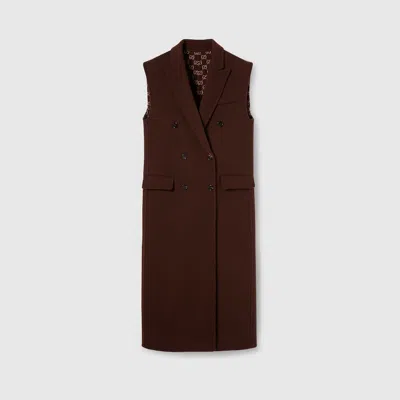 Gucci Long Silk Wool Gilet In Burgundy