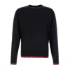 Gucci Long-sleeve Black Crewneck Sweater With Ribbed Details In Black