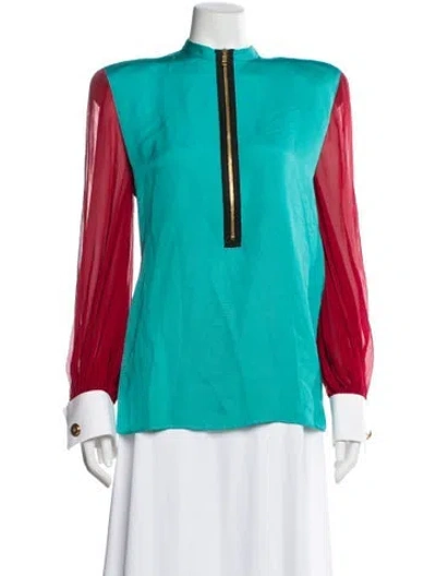 Pre-owned Gucci Long Sleeve Blouse In Blue