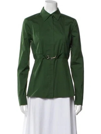 Pre-owned Gucci Long Sleeve Blouse In Green