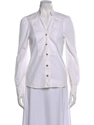 Pre-owned Gucci Long Sleeve Blouse In White