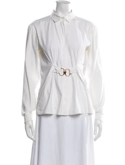 Pre-owned Gucci Long Sleeve Blouse In White
