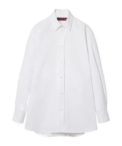 Gucci Tie-neck Cotton-poplin Shirt In White