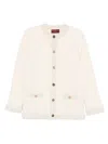 Gucci Women Ivory Stretch Boucle Cardigan In Neutral