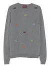Gucci Men Long Sleeve Crew-neck Cashmere Sweater In Silver