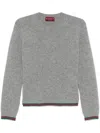 Gucci Cashmere Sweater Luxe Web Ribbon In Gray