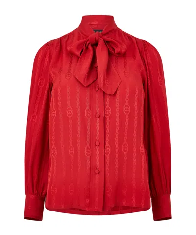 Gucci Long Sleeve Jacquard Blouse In Red