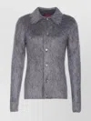 Gucci Men Grey Cardigan With Classic Collar And Brushed Effect In Mohair Blend Woman In Gray