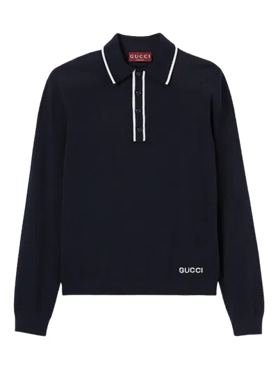 GUCCI LONG-SLEEVE KNITTED POLO SHIRT