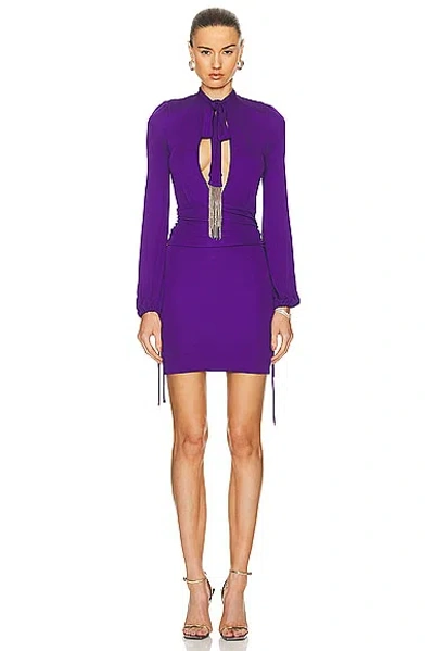Pre-owned Gucci Long Sleeve Mini Dress In Purple