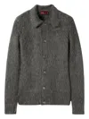 Gucci Men Grey Cardigan With Classic Collar And Brushed Effect In Mohair Blend Woman In Gray