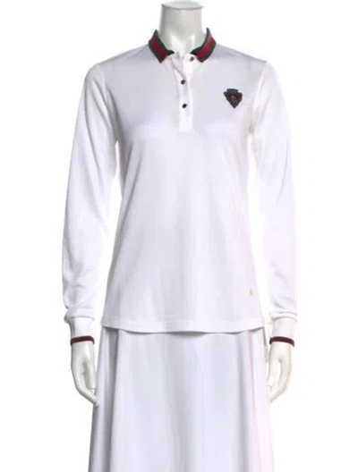 Pre-owned Gucci Long Sleeve Polo In White