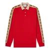Gucci Long Sleeve Polo With Interlocking G Stripe 'red'