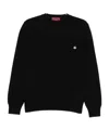 Gucci Black Crewneck Sweater With Gg Logo Embroidered On The Front In Wool And Cashmere Blend Man In Black