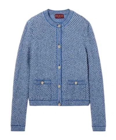 Gucci Long-sleeved Cardigan In Blue