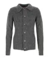 Gucci Men Grey Cardigan With Classic Collar And Brushed Effect In Mohair Blend Woman In Gray