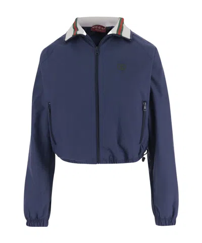 Gucci Long-sleeved Casual Jacket In Blue