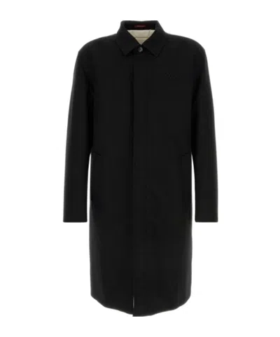 Gucci Wool Coat With Long Sleeves And Side Pockets In Black