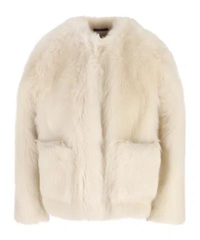 Gucci Long Sleeved Collarless Jacket In Neutral