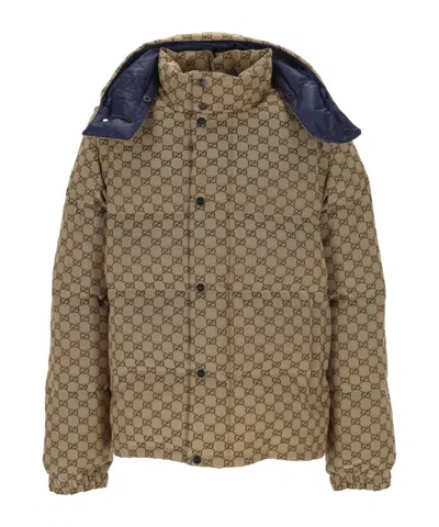 Gucci Long-sleeved Cotton Jacket In Brown