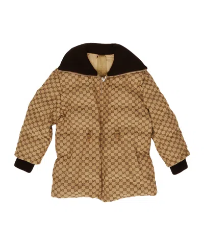 Gucci Long-sleeved Cotton Jacket In Brown