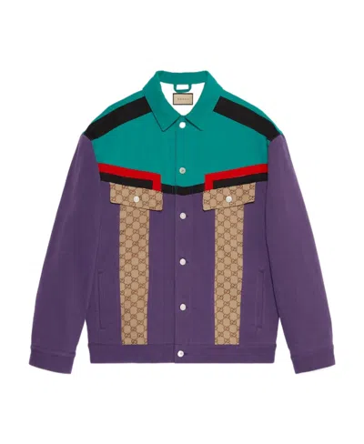 Gucci Long-sleeved Denim Jacket In Multicolor