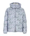 Gucci Printed Polyester Down Jacket In Blue
