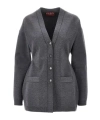 Gucci Long-sleeved Knitted Cardigan In Gray