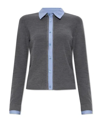 Gucci Long-sleeved Knitted Cardigan In Black