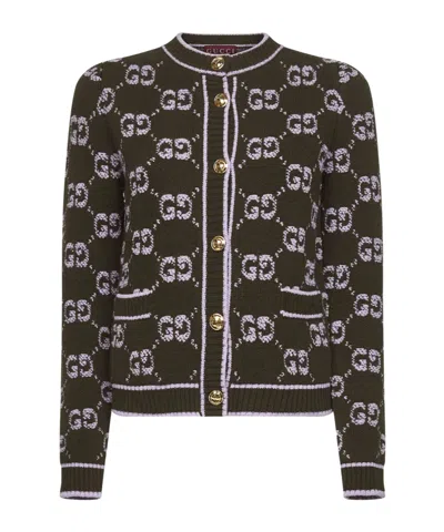 Gucci Long-sleeved Knitted Cardigan In Green