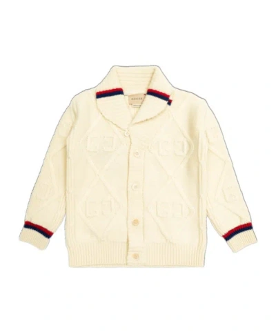 Gucci Long-sleeved Knitted Cardigan In Nude