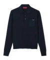 Gucci Fine Wool Knit Polo Top With Intarsia In Black