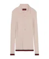 Gucci Cashmere And Silk Polo Top With Web In Nude