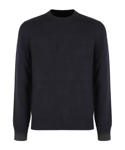 Gucci Long-sleeved Knitted Sweater In Black