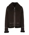 Gucci Long-sleeved Leather Jacket In Brown