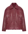 Gucci Women Oversized Leather Jacket With Embossed Gg In Burgundy